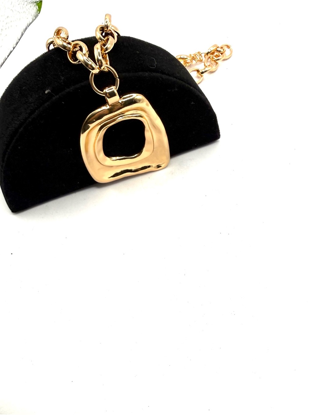Gold Plates Modern Organic Pendant Long Statement Necklace - Women's Jewelry